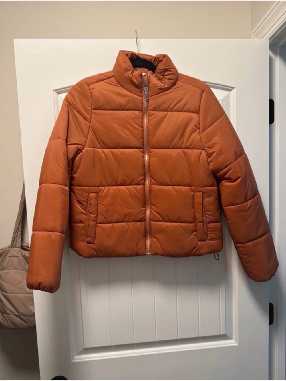 Essentials Orange Quilted Puffer Jacket